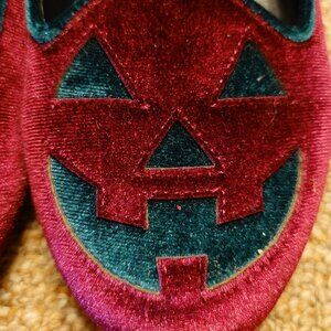 New goth spooky Christmas Halloween jackolantern pumpkin velvet flats